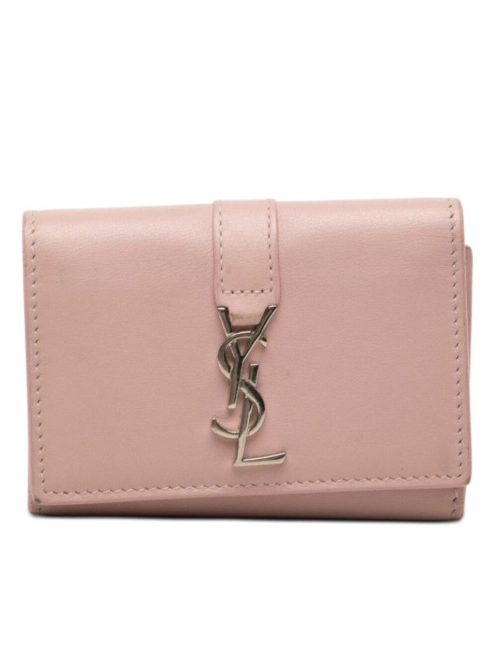 Saint Laurent YSL Logo Case Pink Leather Card Holder - Picture 1 of 8